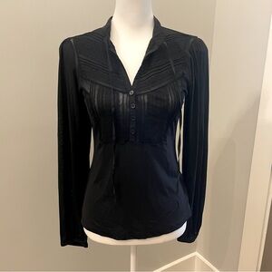 Bebe Black Mesh Tuxedo Front Top